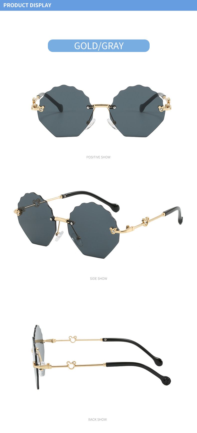 Jaunas bērnu brilles jaukas mazuļu apaļas formas ziedu ietvars Modes bezrāmju personalizētas saulesbrilles zēniem un meitenēm_voghion.com