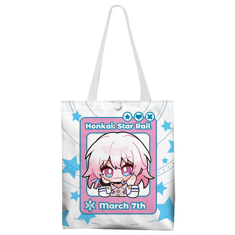 Borsa a tracolla singola per lo shopping in tela a doppia faccia con perimetro mobile, Kafu Kaxier Jingyuan Silver Wolf Drink Moon Ruan Mei_voghion.com