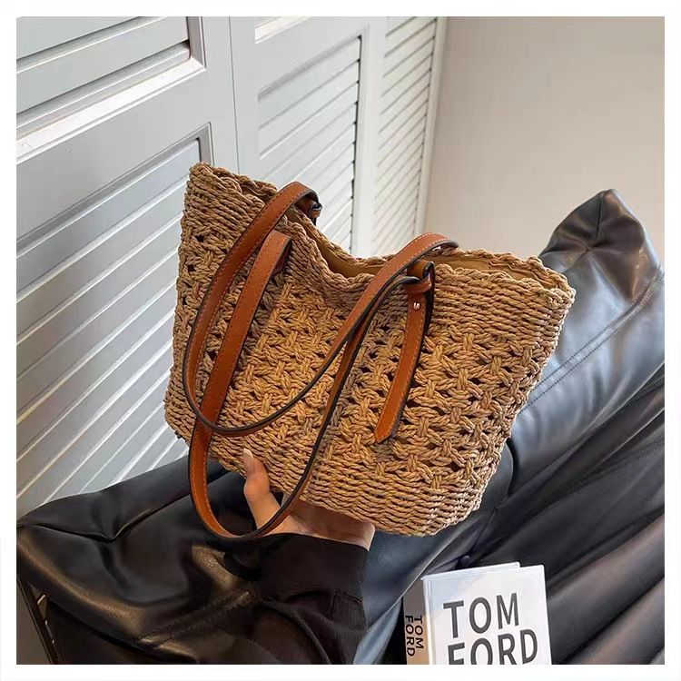 Γυναικεία τσάντα ώμου, υφασμένη τσάντα διακοπών για παραλία, τσάντα tote, καλάθι λαχανικών χειρός, μοντέρνα υφασμένη τσάντα μεγάλης χωρητικότητας_voghion.com