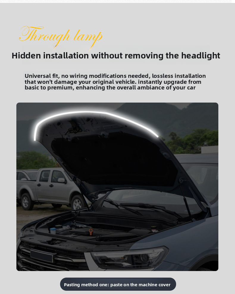 OKEEN Démarrer Scan à travers les feux de circulation diurnes Voiture Dynamique LED Super Lumineux Double Mode Capot Moteur Bande Lumineuse_voghion.com