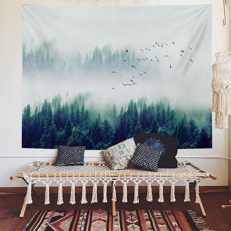 Mist Hanging Cloth Home Bedroom Background Cloth Layout Live Broadcast Background Forest - G_voghion.com