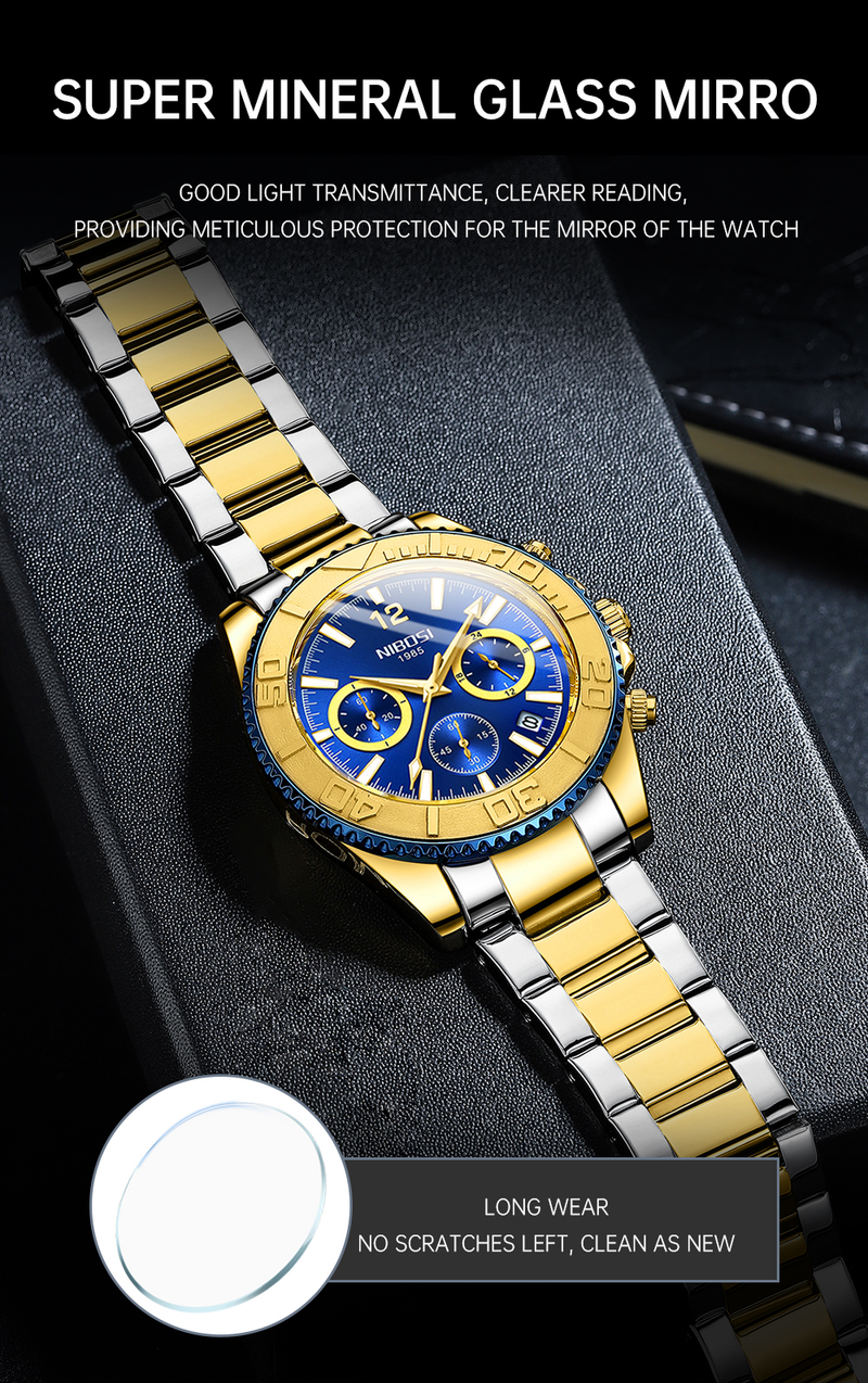 Montres de sport décontractées pour hommes chronographe montre de plongée en acier inoxydable montre-bracelet grand cadran horloge à quartz lumineuse_voghion.com