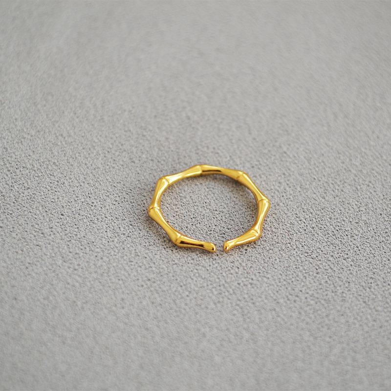 Gioielli europei e americani in ottone placcato oro moderno semplice squisito forma di bambù moda personalità anello raffinato anello da dito cintura impilata_voghion.com