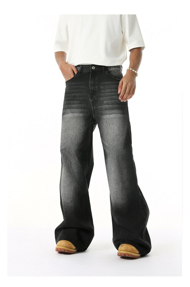 EF JEANS | 2025 Spring New Hong Kong Style Fashion Old Retro Casual Versatile Drape Floor Mopping Jeans_voghion.com
