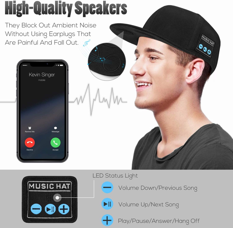 Multifunksjonell utendørs lue med Bluetooth-høyttalere Avtakbar trådløs justerbar musikkbaseballhette Løpesportsgave_voghion.com