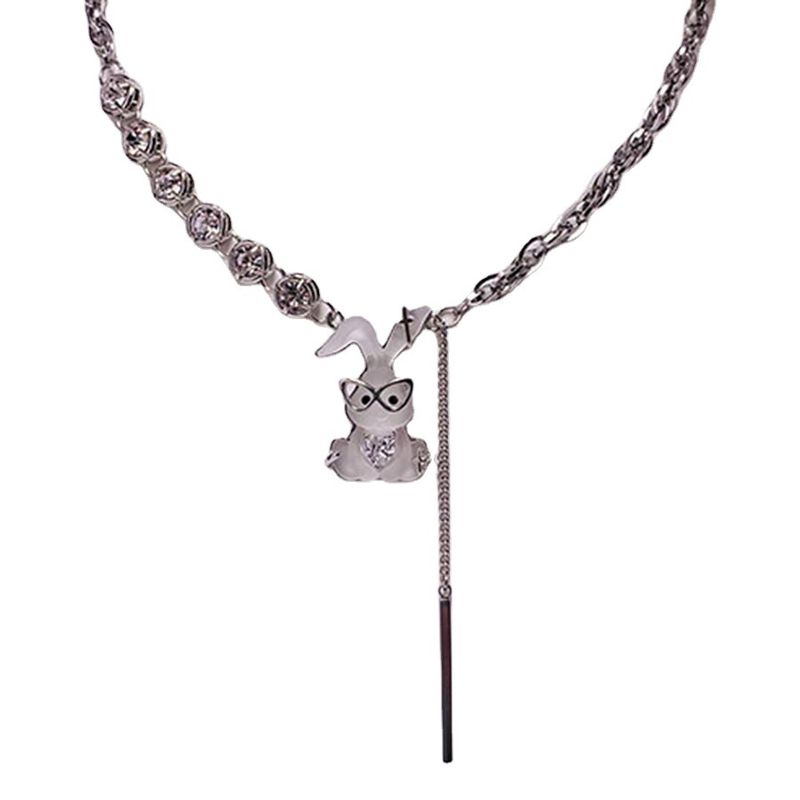 Catena in acciaio al titanio, collana con ciondolo bianco satinato stellato, lusso leggero da donna, nicchia, sensazione di alta qualità, dolce e_voghion.com