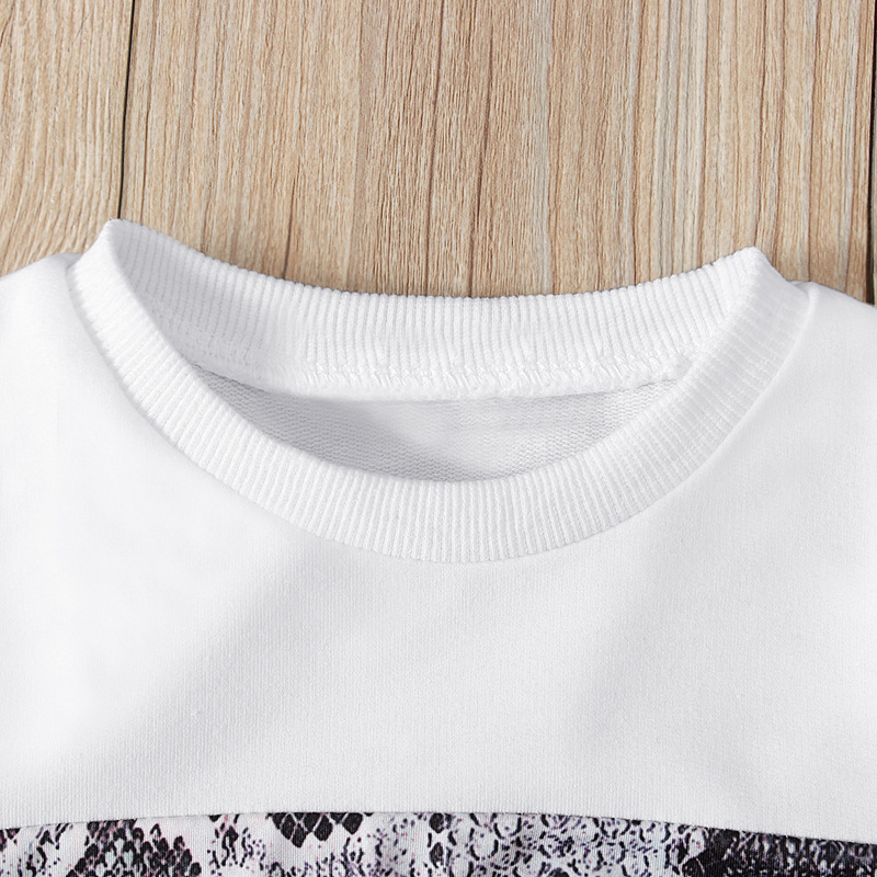 Mother&Kids Bambini e bambine a maniche lunghe con stampa in pelle di serpente, gonna corta, fascia per capelli, abbigliamento per bambini in tre pezzi_voghion.com