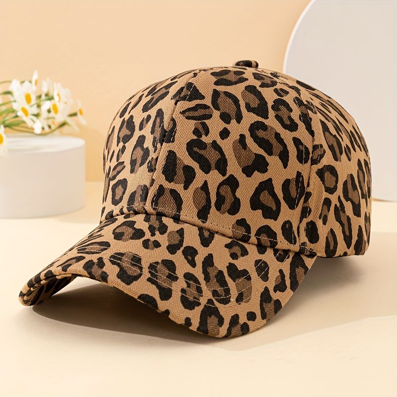 1 gorra de béisbol de pana con estampado de leopardo, de color liso, transpirable, para otoño e invierno_voghion.com