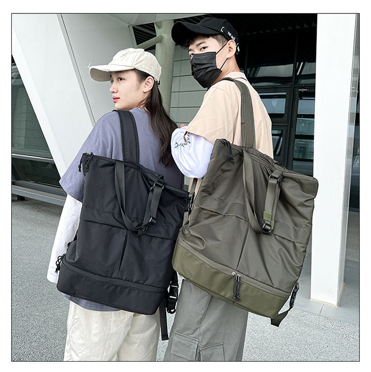 Zaino per uomini e donne Borse da trasporto per pendolari Borsa a spalla singola tinta unita Zaino in nylon antispruzzo di grande capacità Alla moda_voghion.com