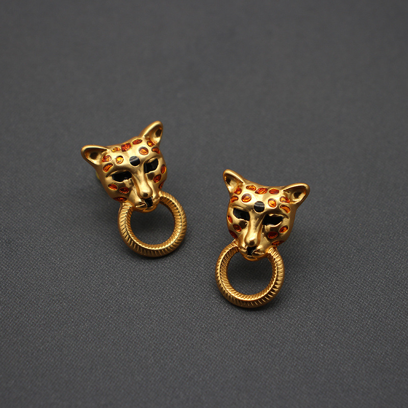 Set di gioielli da donna Collana in cristallo leopardato con smalto oro nero Orecchini Gioielli di nicchia Gioielli di lusso leggeri_voghion.com