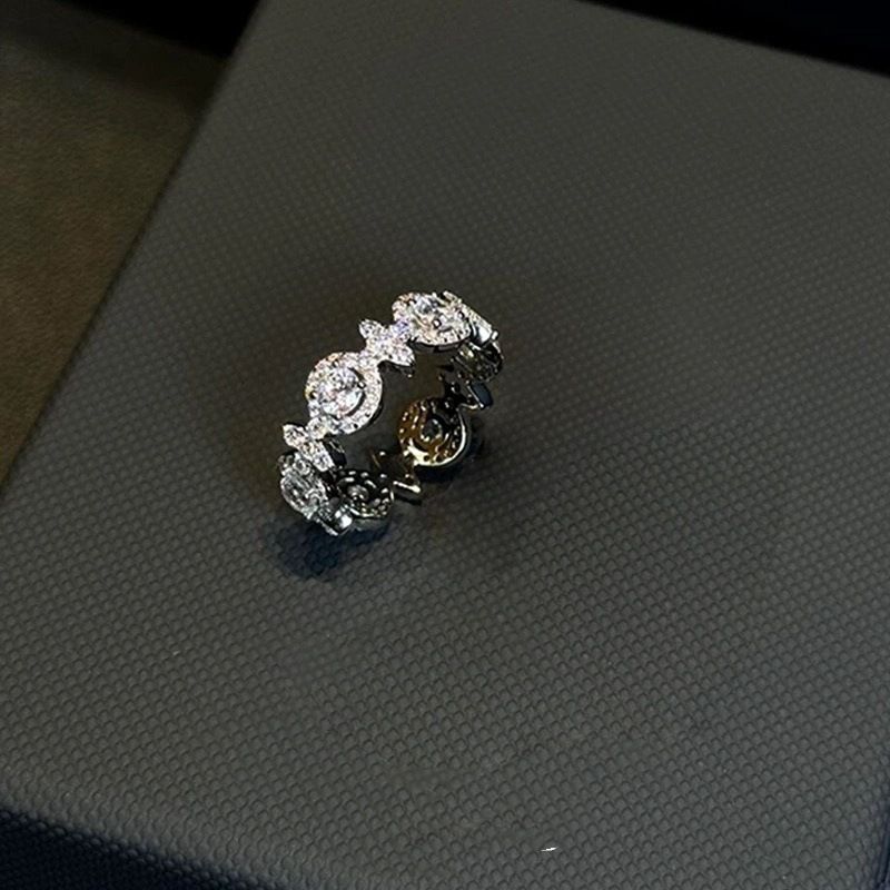 Destiny Star "Anello da coppia in bianco e nero con cielo stellato e diamanti scintillanti, nuova moda, design di nicchia, anello versatile_voghion.com