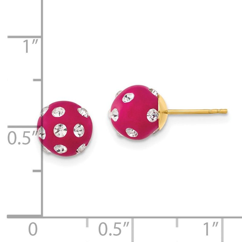14ky Crystal Fuchsia 8mm Post Earrings_voghion.com