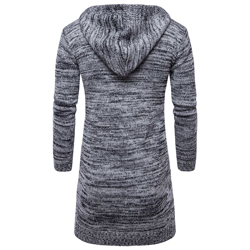 winter new hooded thick cardigan European size men's solid color knitted sweater Spring and Autumn coat_voghion.com