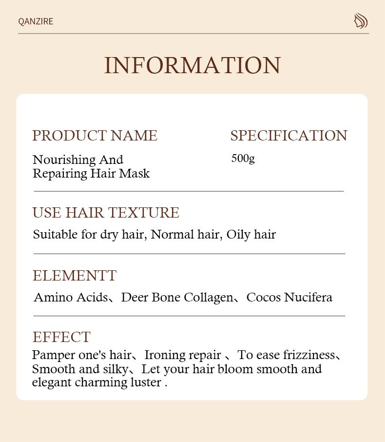 Masque capillaire hydratant et nutritif à la noix de coco Après-shampoing doux pour cheveux crépus Film inversé Crème à l'huile cuite au four_voghion.com