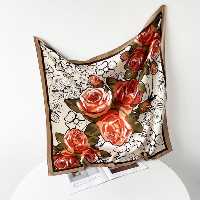 2024 Neuer, 90 cm langer Seidenschal mit Rosen-Design, edler und eleganter weicher, quadratischer Schal als Geschenk für die Schwiegermutter_voghion.com