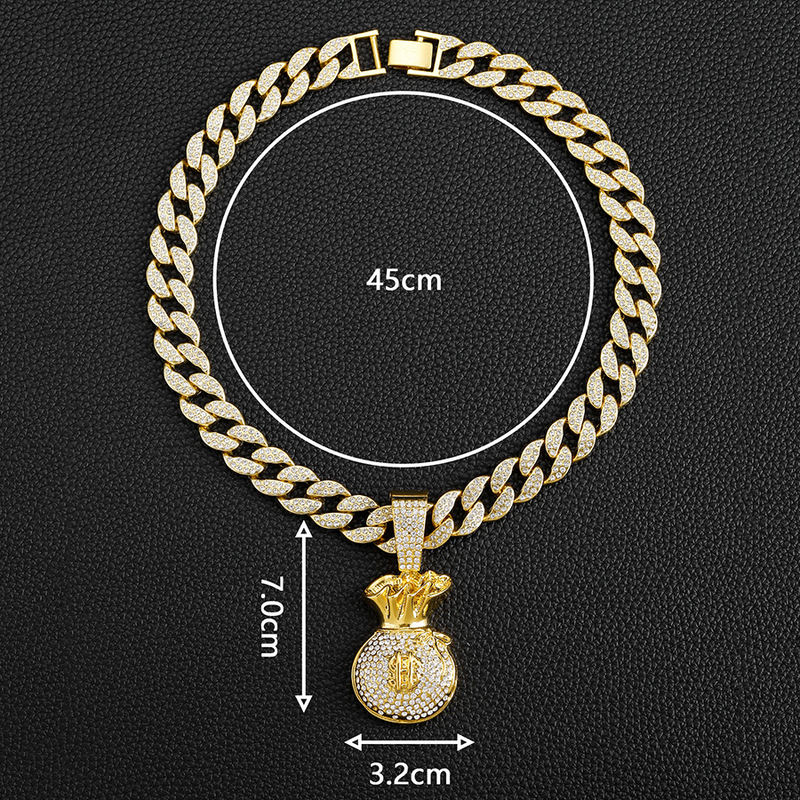 Hip Hop Street Crowd personalisierte Dollar Symbol Geld Tasche Anhänger kubanischen Kette_voghion.com