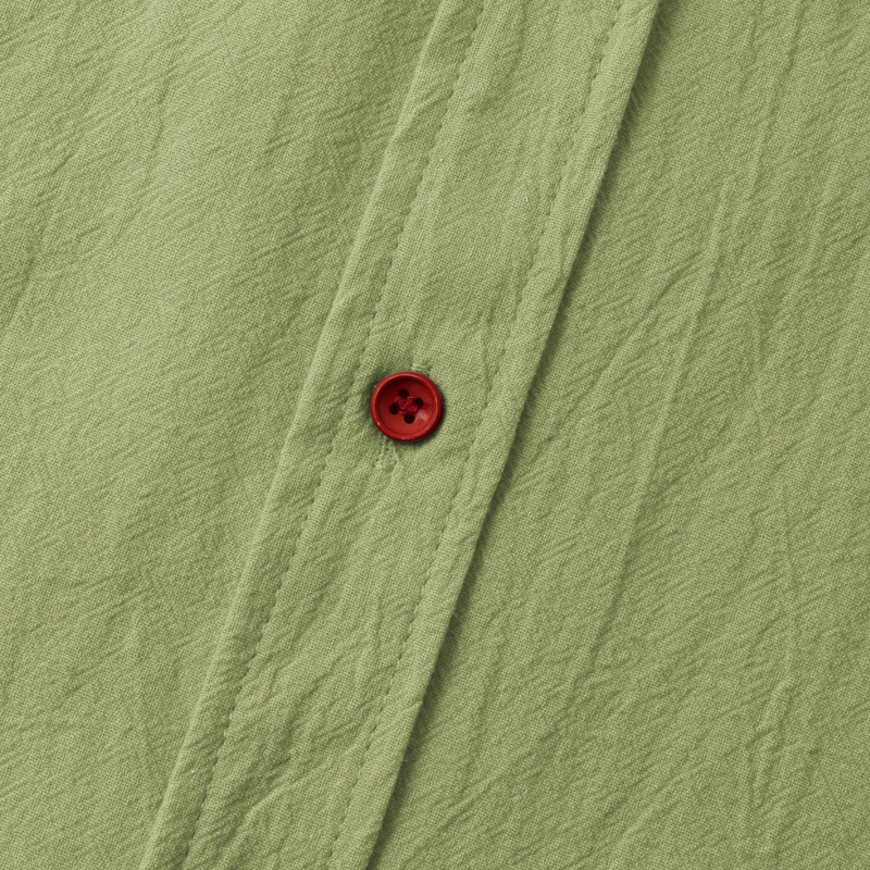 Camicia a maniche corte casual alla moda di grandi dimensioni in lino di cotone sciolto tinta unita estate 2023 dei nuovi uomini_voghion.com