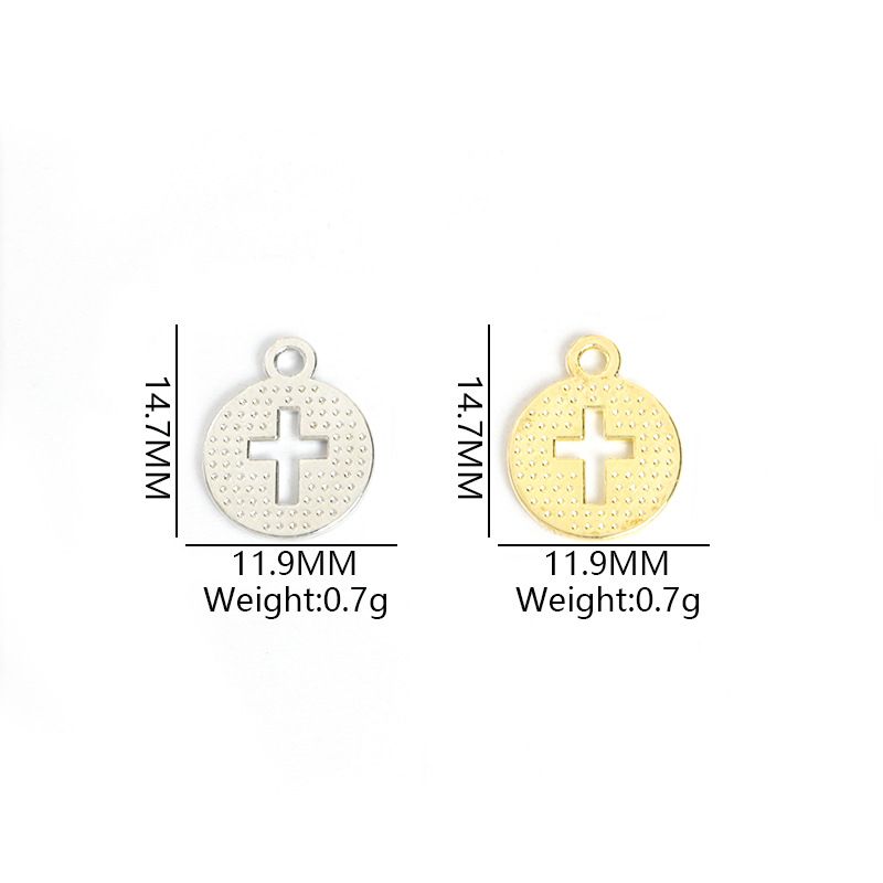 Runde Hohl Kreuz Öl Tropf Legierung DIY Schmuck Kleine Anhänger Armband Halskette Ohrring Zubehör_voghion.com