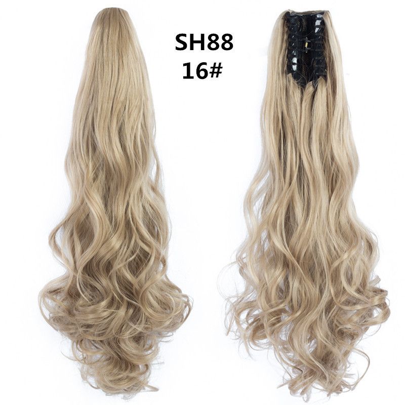 Extension per coda di cavallo con clip e capelli lunghi e ondulati, parrucca sintetica resistente al calore per donna, disponibile in diversi colori._voghion.com