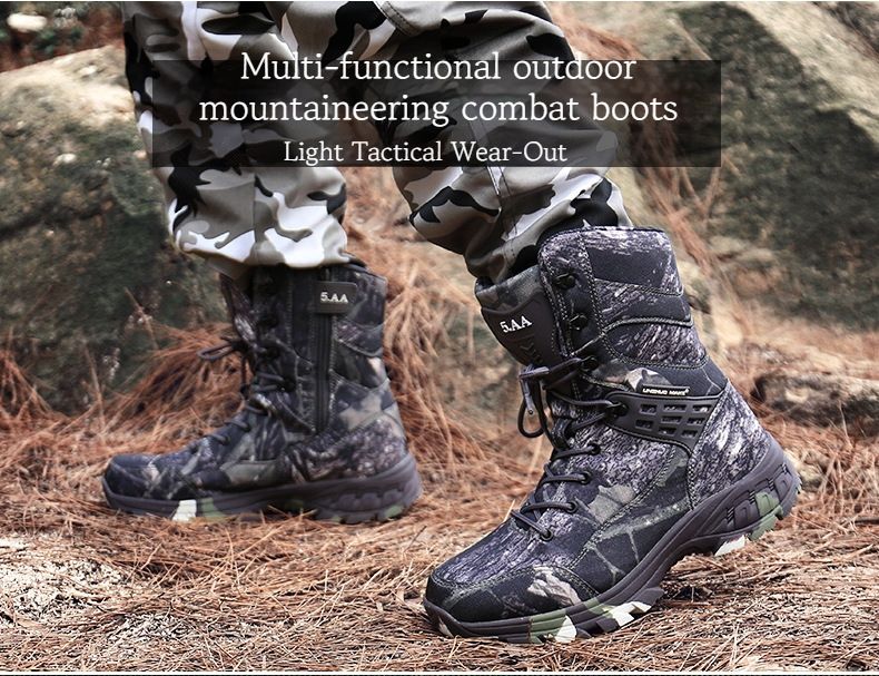 Bottes tactiques montantes camouflage Bottes de randonnée plates grande taille Bottes de combat Bottes de terrain_voghion.com