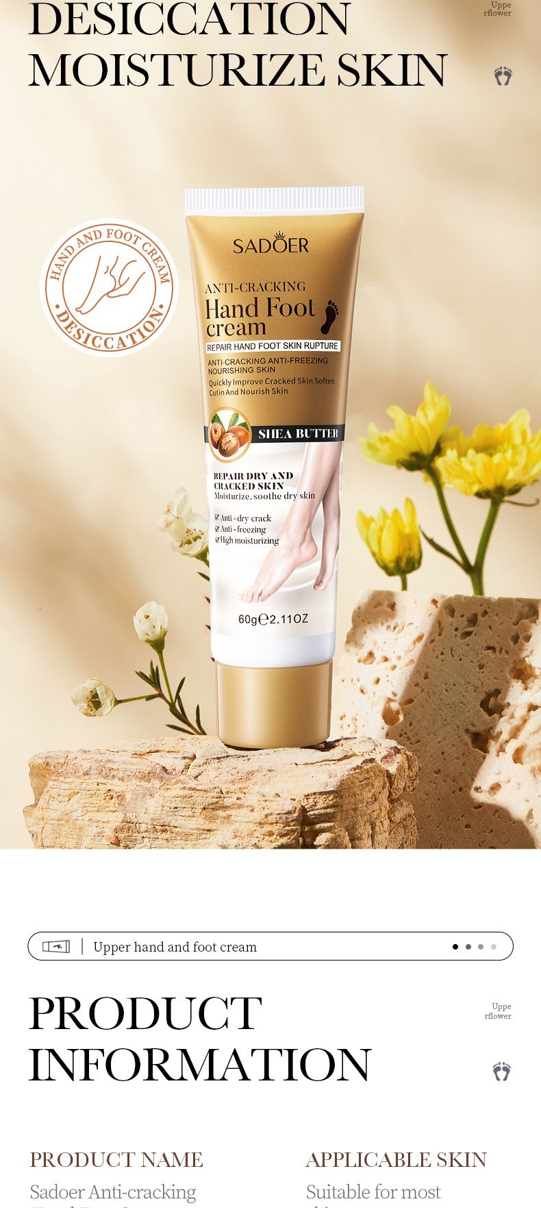 Crema mani idratante, nutriente, anti-crepe, profumata, Full English And Foot 60 g SADOER_voghion.com