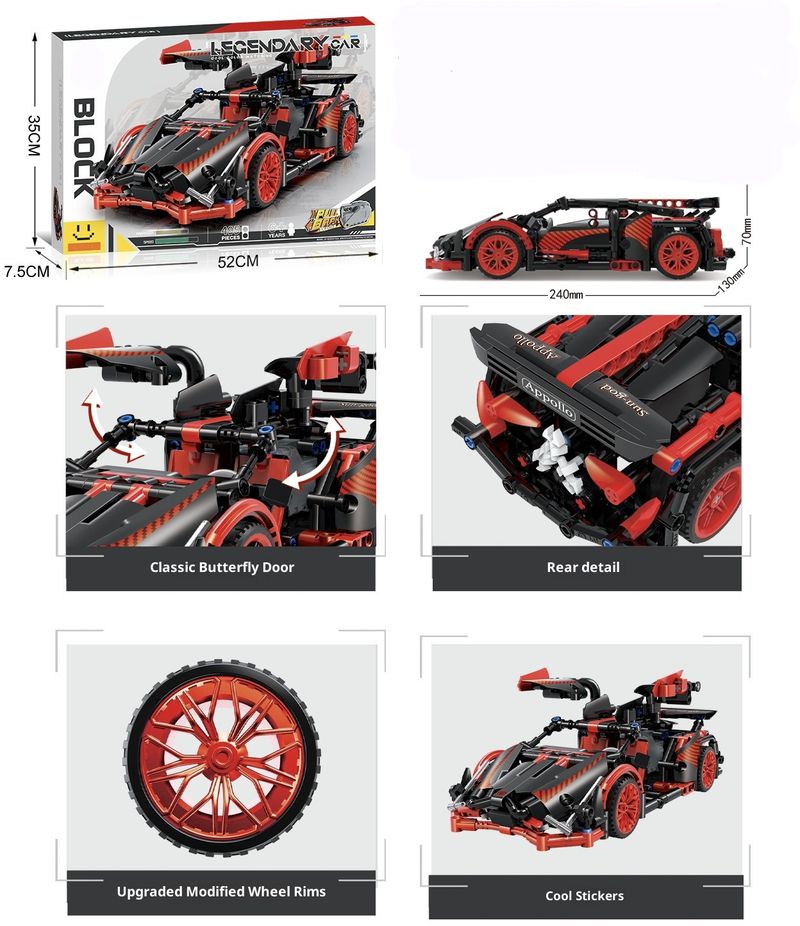 Kleine deeltjesvliegtuig, hoge moeilijkheidsgraad, bouwstenen, raceautomodel, speelgoedgeschenkdoos_voghion.com