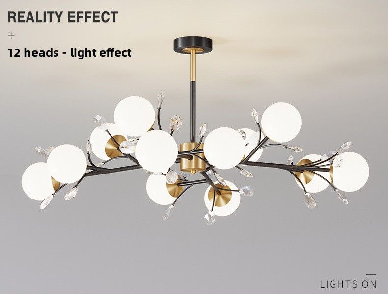 Lampadario nordico per soggiorno, luce di lusso, moderno, semplice, lampada di cristallo a petalo, Internet, celebrità, fagiolo magico molecolare_voghion.com