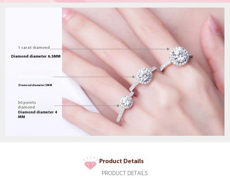 Mosang Stone Diamond 1 Carat Pure Silver Luxury Rund Pakke Bryllupsforslag Gavering til kjæresten_voghion.com