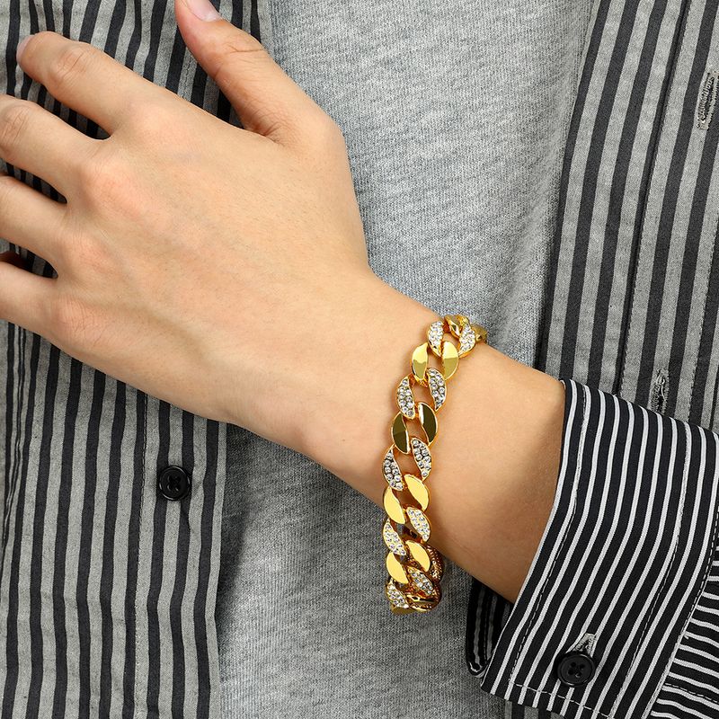 Bracciale cubano di marca alla moda punk con geometria hip hop piena di diamanti minimalista alla moda_voghion.com