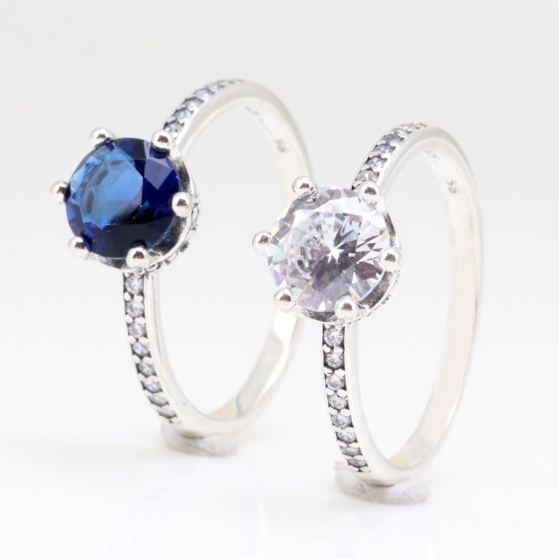Women's Jewelry Crown Ring Ring White Copper Plated Silver Shining Crown Hollow Pair Ring Female Fashion_voghion.com