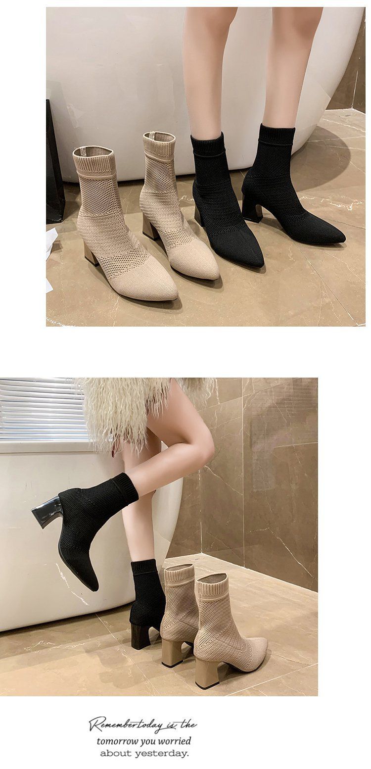 Modelos explosivos de moda flyknit botas de malla frescas para mujer sandalias de tacón alto y grueso de talla grande para mujer_voghion.com