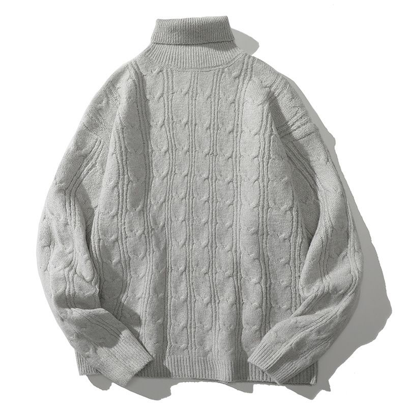Ribattu korkeakauluksinen miesten neule syksy-talvikäyttöön, uusi neule paksunnetulla pohjalla ja jacquard-päällisellä nuorille_voghion.com