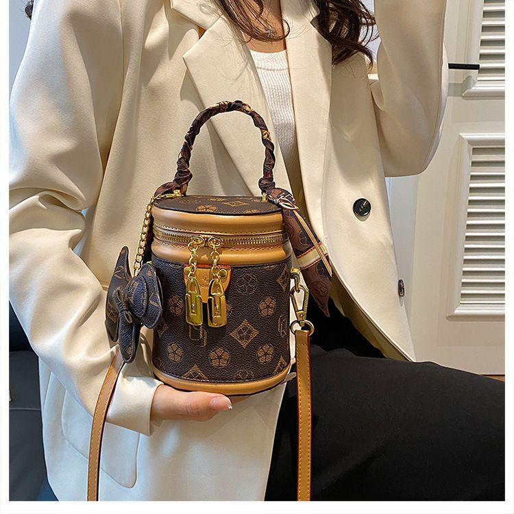 Borsa a secchiello stampata per donna 2024 borsa alla moda borsa a tracolla cilindrica versatile tendenza_voghion.com