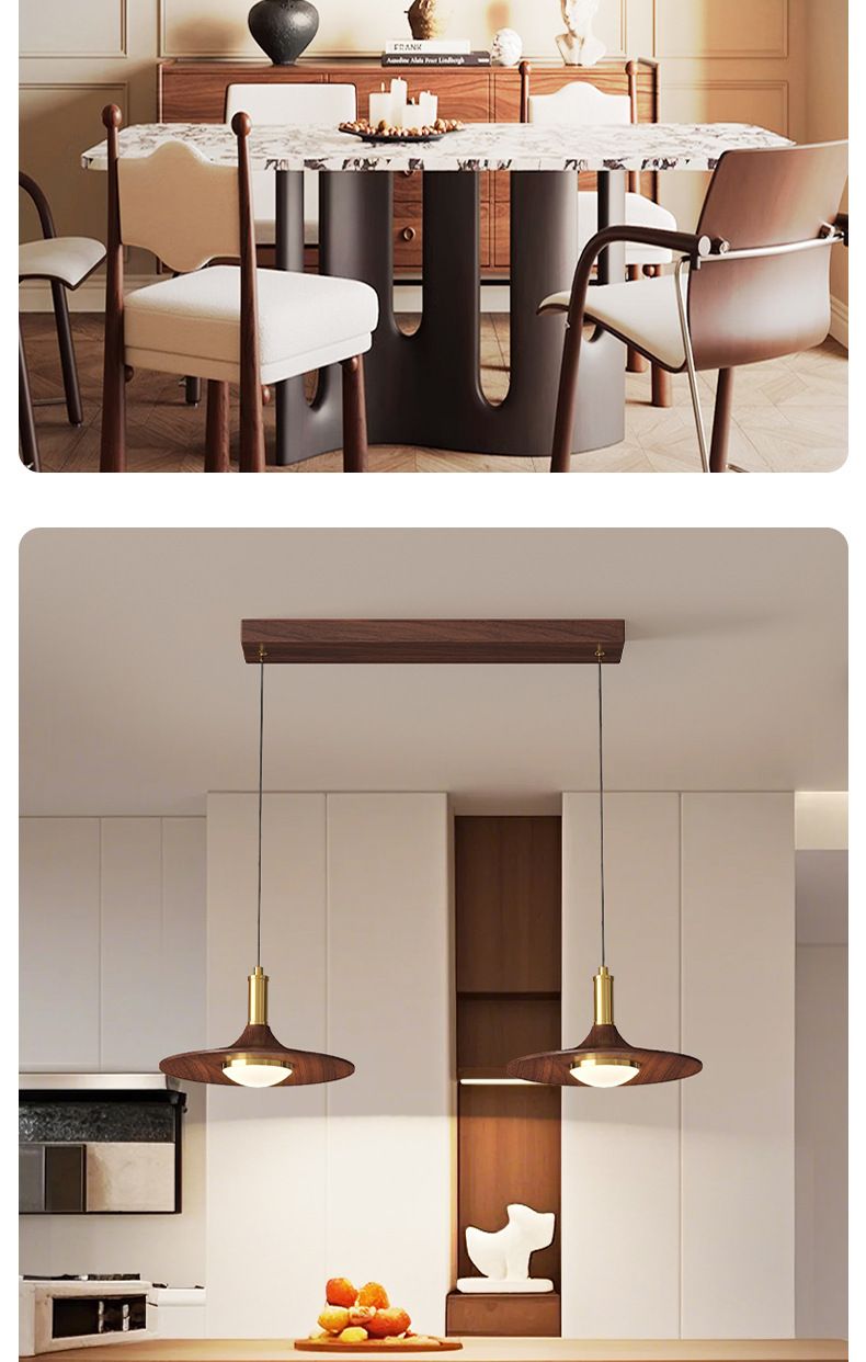 Lampada a sospensione da comodino per camera da letto color noce, stile vintage, per ristorante, sala da tè e caffè, a tre teste, modello UFO, 2025_voghion.com