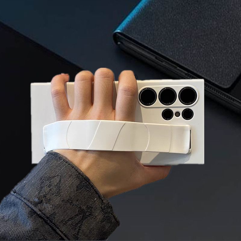 Simple Solid Color Compatible With Samsung S25U Phone IPhone 16 Wrist Strap Matte S23+ Full Protection Hard Case_voghion.com