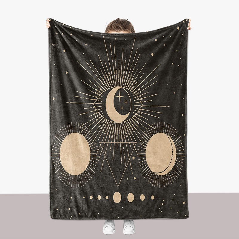 Coperta ispessita per divano in flanella stampata in 3D della serie Universe Moon Sun_voghion.com