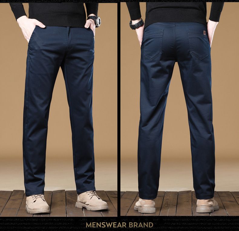 "Men's Stretch Casual Jogger Pants - Lightweight Cotton Blend, Elastic Waist, Straight Leg, Solid Color For Spring & Fall_voghion.com