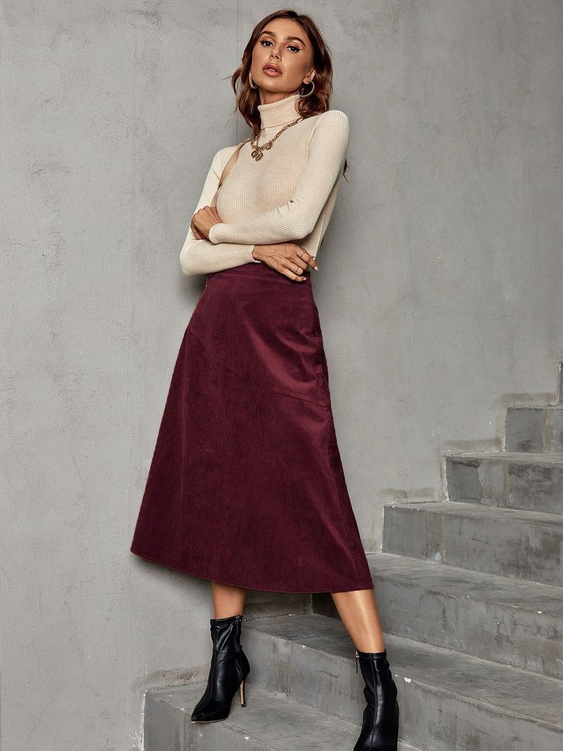 Temperament Reine Farbe frauen Neue Stil Hüfte-gewickelt Hohe Taille Rock_voghion.com