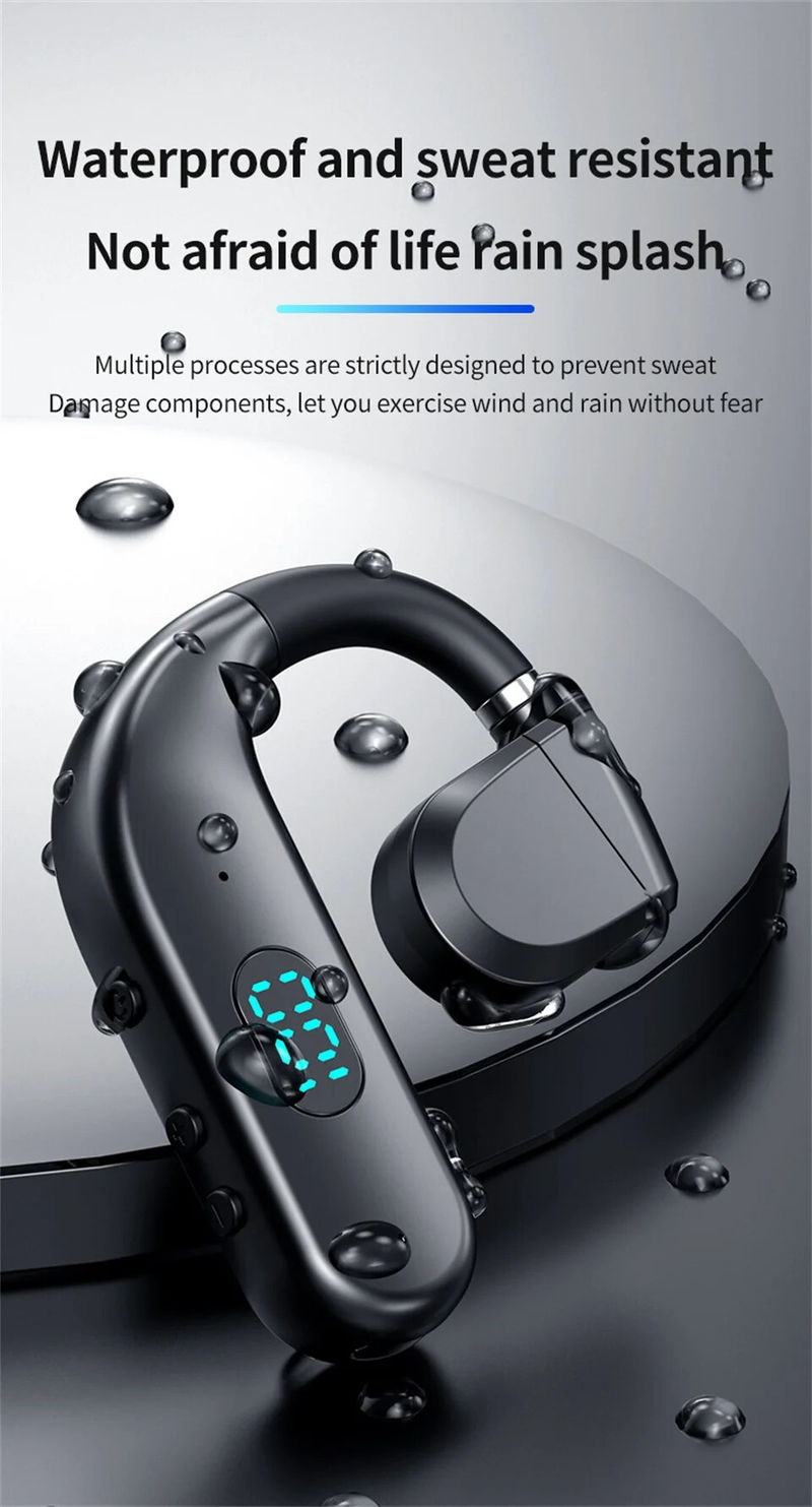 Trådløse Bluetooth-hovedtelefoner med mikrofon-knogleledning-øretelefoner Håndfri støjreducerende headset til kørsel_voghion.com