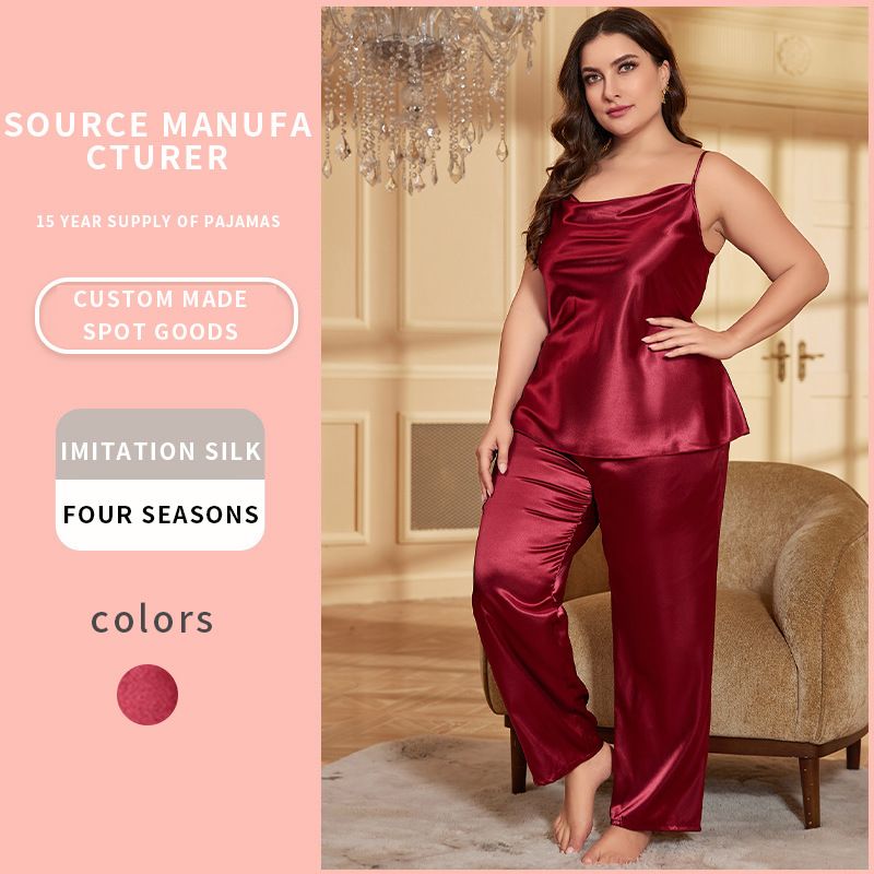 Abito sottoveste in seta da donna, sexy, tinta unita, con spalline, camicia da notte lunga, taglie forti_voghion.com