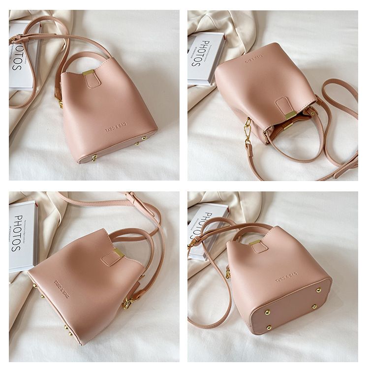 Borsa a secchiello da donna, alla moda, semplice, popolare, grande capacità, a tracolla singola, con apertura obliqua, portatile._voghion.com