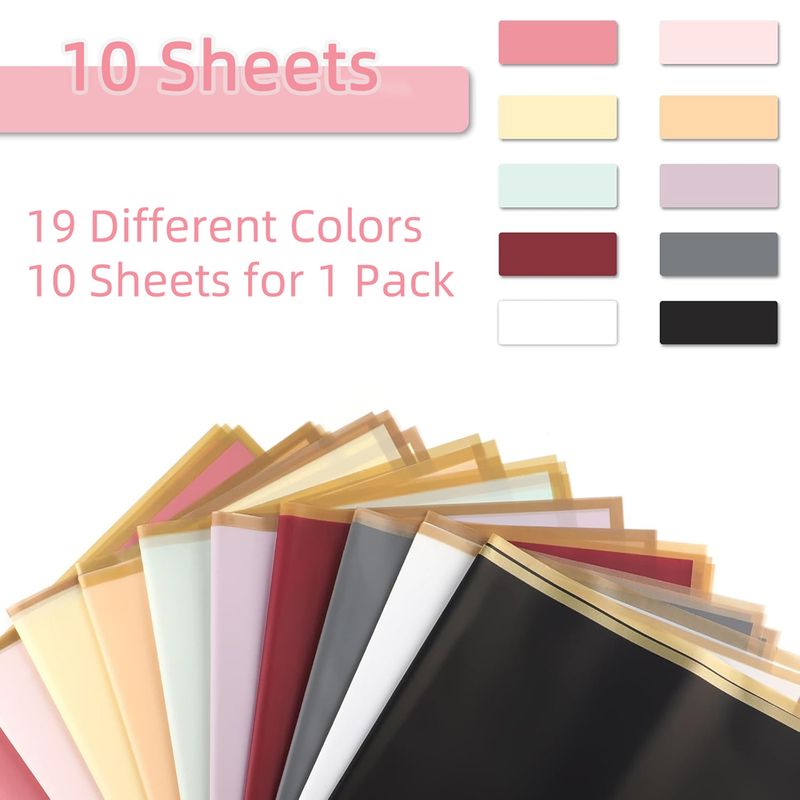 Blumenpapier mit goldenem Rand, 10 Blatt, wasserfest, Floristen-Blumenstrauß-Zubehör für DIY-Bastelsträuße, Hochzeitsgeschenke, 57,9 x 57,9 cm_voghion.com