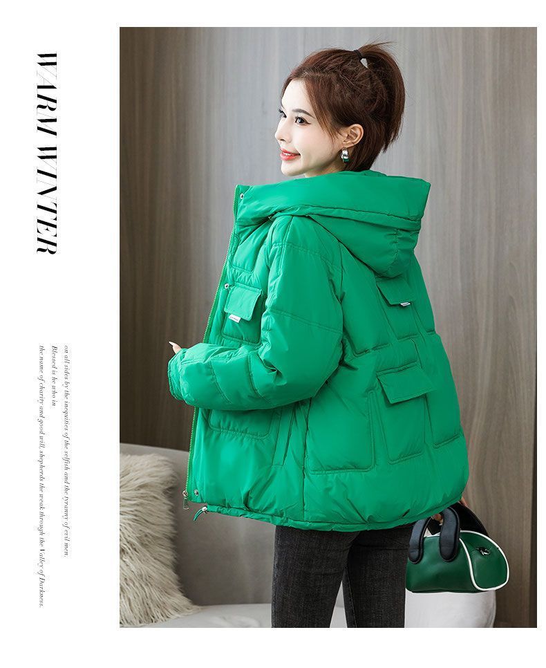 Kadın Kışlık Kapüşonlu Mont, Hafif Sıcak Mont, Büyük Beden Kısa Dış Giyim, Minyonlardan Kıvrımlılara Uygun Günlük Moda Parka_voghion.com