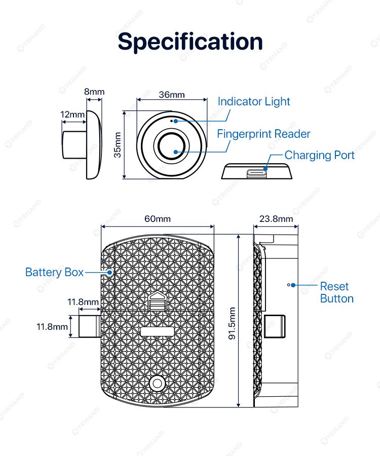 Zinc alloy Tuya APP Fingerprint Biometric Electronic Lock for Furniture Drawer Cabinet locker smart intelligent locks_voghion.com