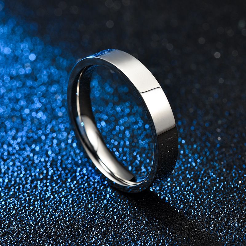 Nuovo anello da uomo in acciaio inossidabile piatto da 4 mm con incisione, semplice e con una sola coda_voghion.com