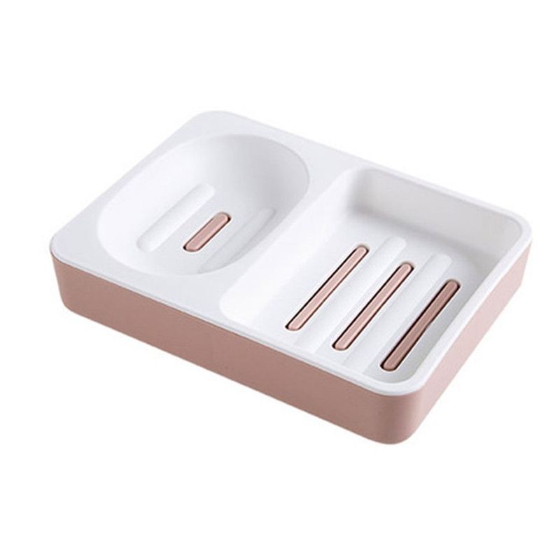 Conjunto de 3 peças para banheiro com 2 compartimentos para saboneteira e porta-esponja, ideal para famílias._voghion.com