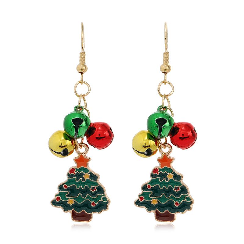 Boucles d'oreilles à tige en alliage, série de cloches colorées, accessoires d'oreilles de Noël, nouvelle collection 2022_voghion.com