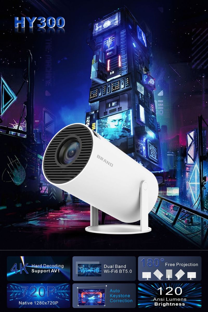 hy300pro Projector Home Use 4K Portable LCD Ultra HD Living Room Wall Projection Wireless Screen Sharing_voghion.com