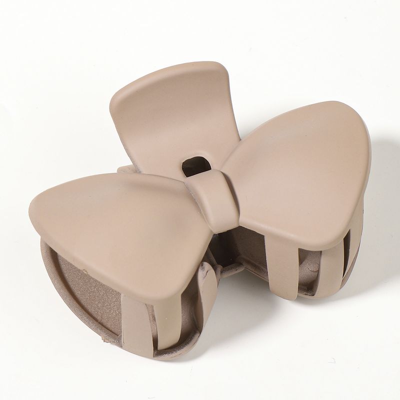 Medium Versatile Matte Premium Bowknot Claw Clip - Milk Tea Color Elegant Back-of-Head Half-Up Shark Clip_voghion.com