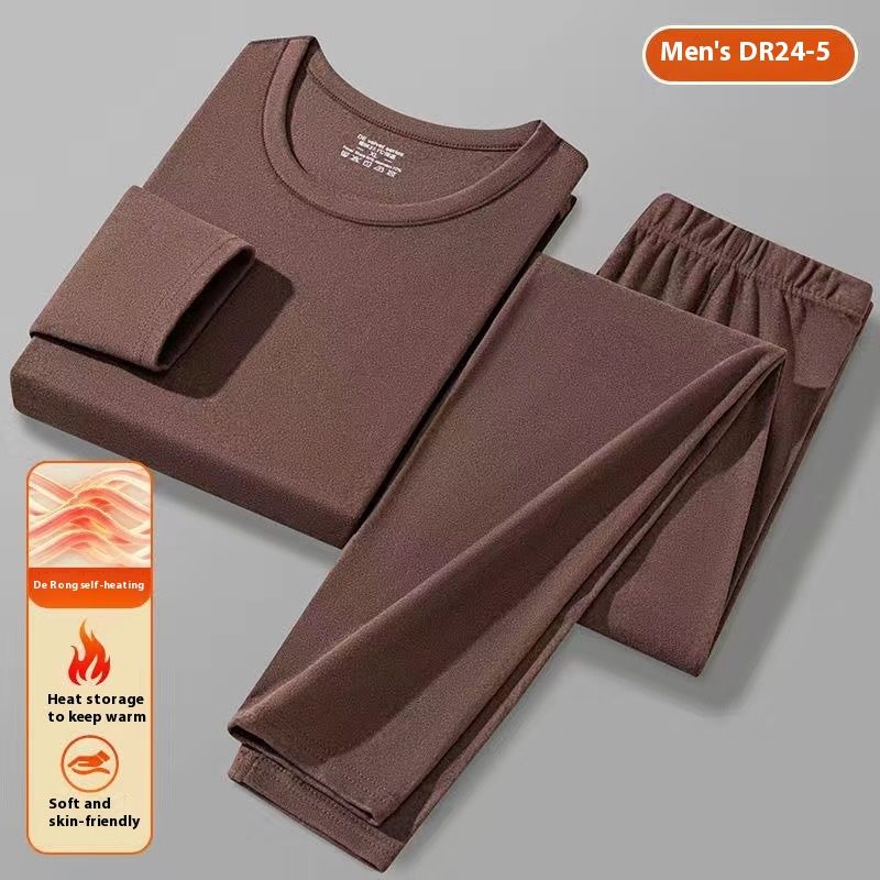 Self heating double-sided German and winter thermal underwear men's set with thick velvet clothes autumn pants 1/2 piece_voghion.com